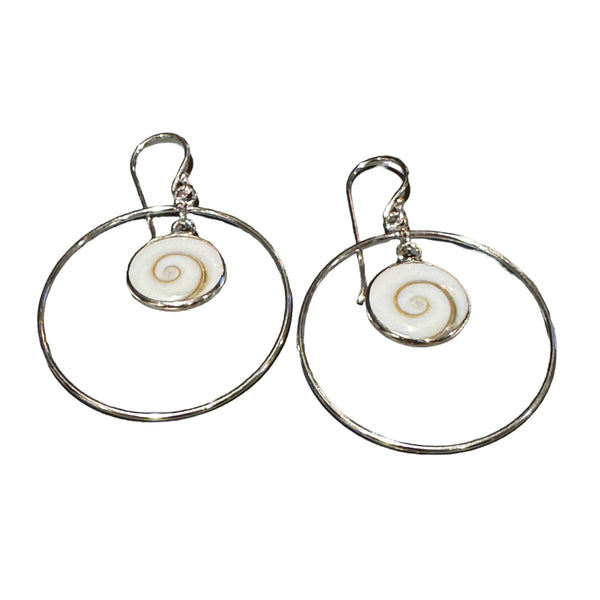 Shiva Shell Drop in Sterling silver Earrings