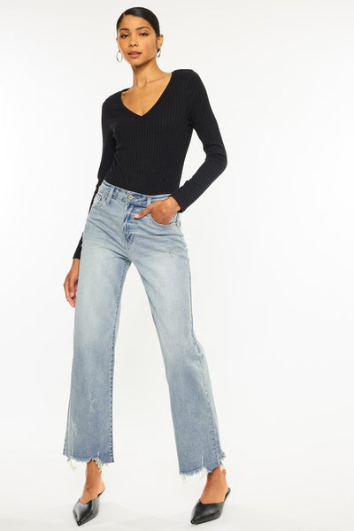 High Rise Slim Wide Leg