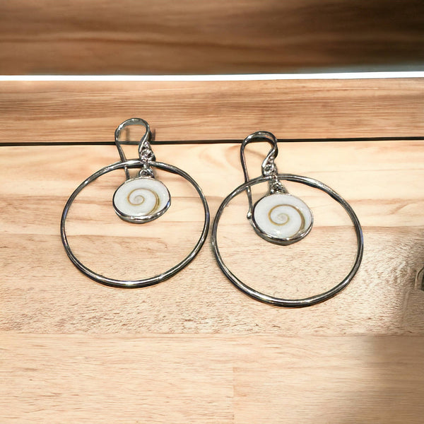 Shiva Shell Drop in Sterling silver Earrings