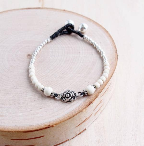 Rose Stone Alloy Bracelet: Turquoise