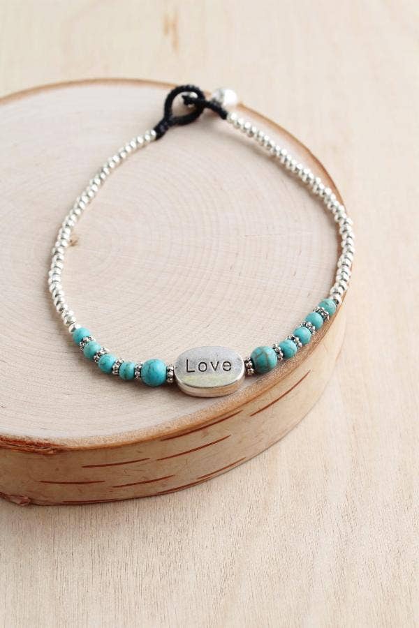 Love Stone Alloy Anklet: TURQUOISE
