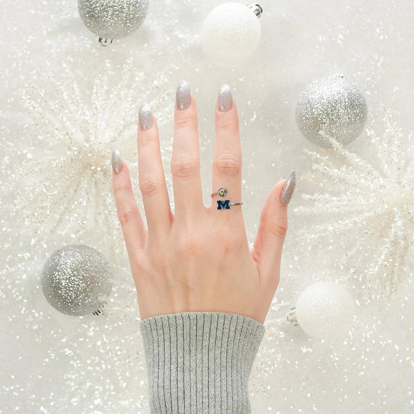 Michigan Adjustable Ring - Blue Block M