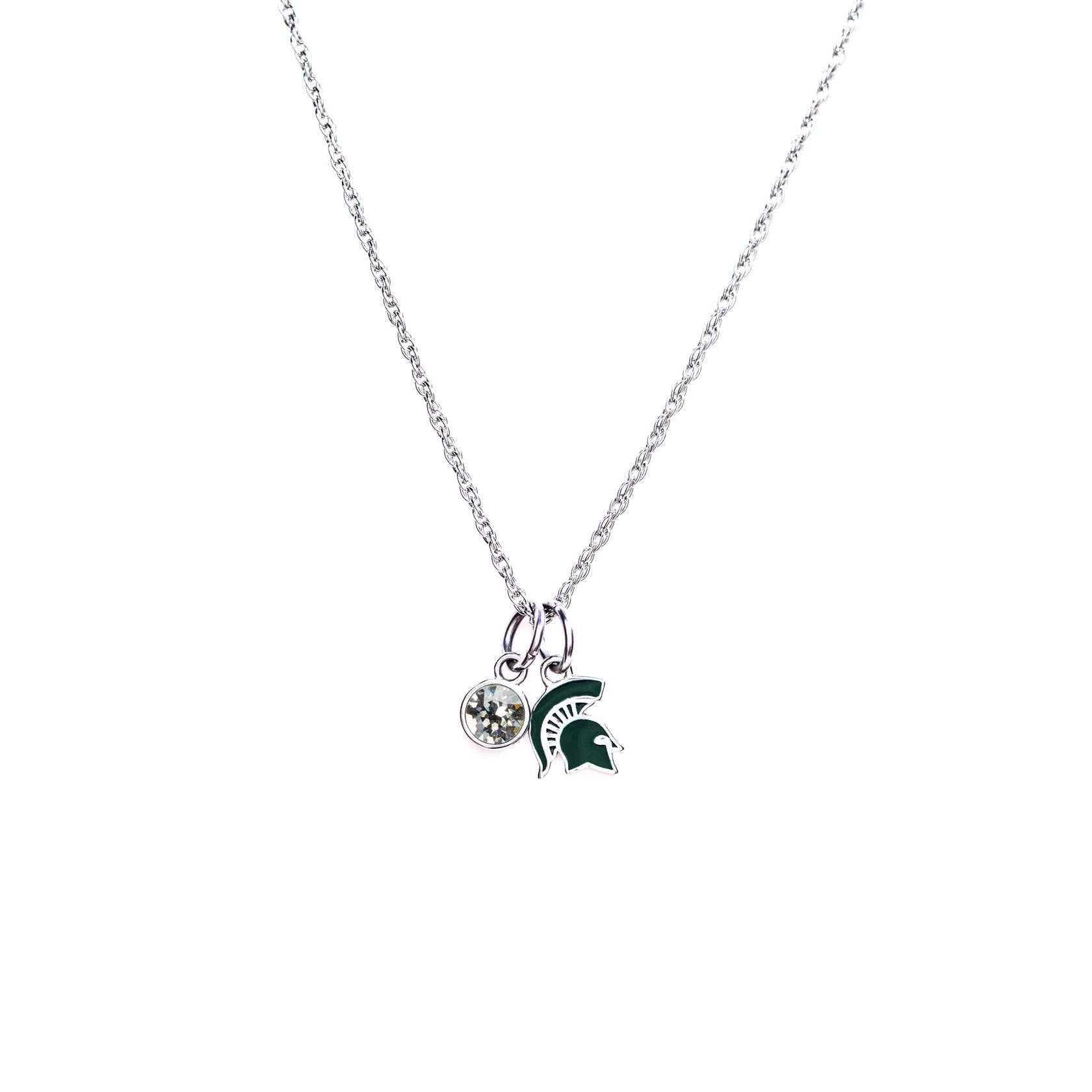 Michigan State Spartan Crystal Necklace