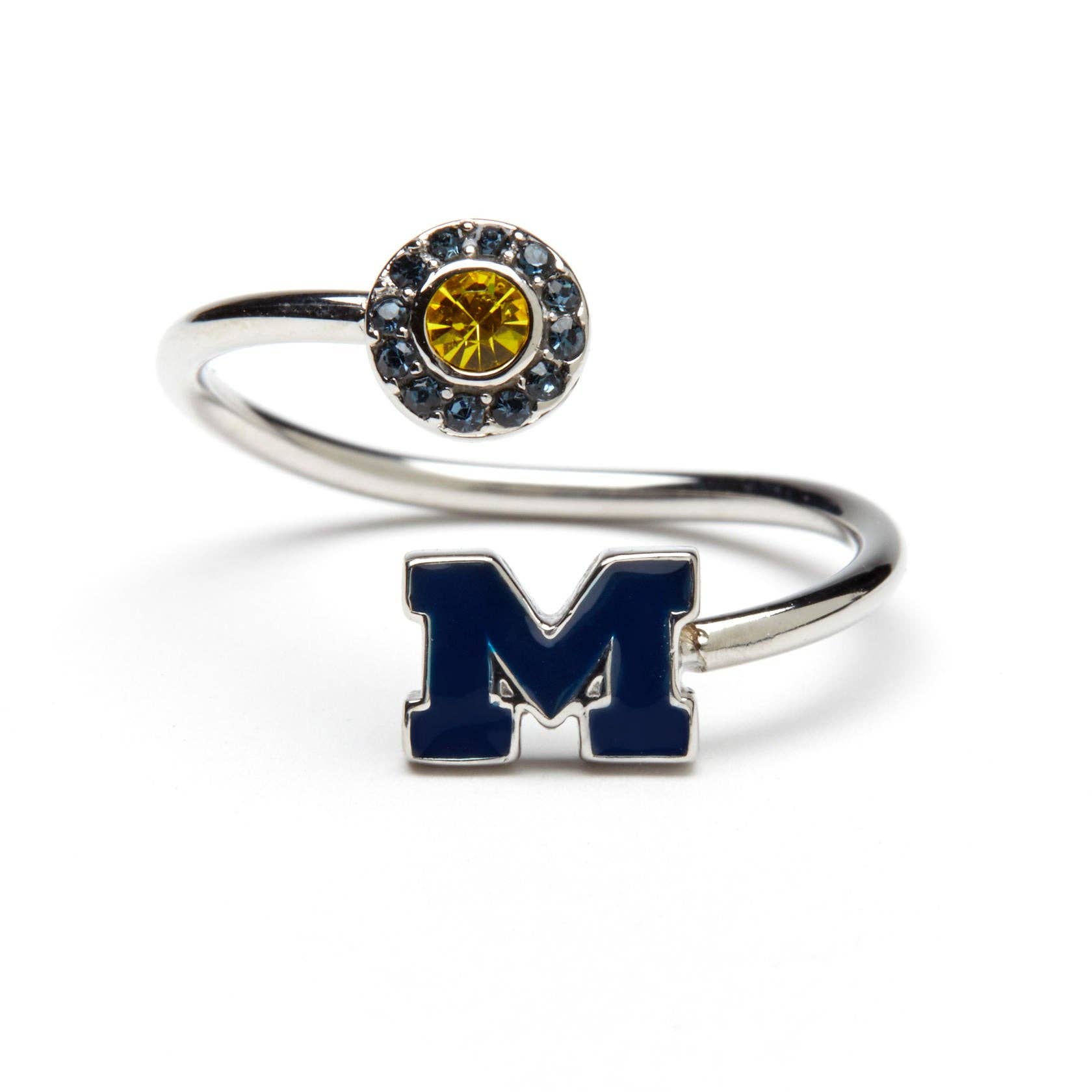 Michigan Adjustable Ring - Blue Block M
