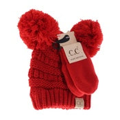 BABY Knit Double Pom C.C Beanie with Mittens