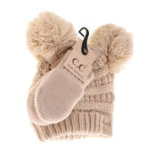 BABY Knit Double Pom C.C Beanie with Mittens