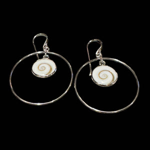 Shiva Shell Drop in Sterling silver Earrings