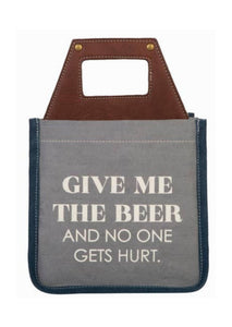 Give Me Beer Up-Cycled Canvas Beer Caddy, M-5843