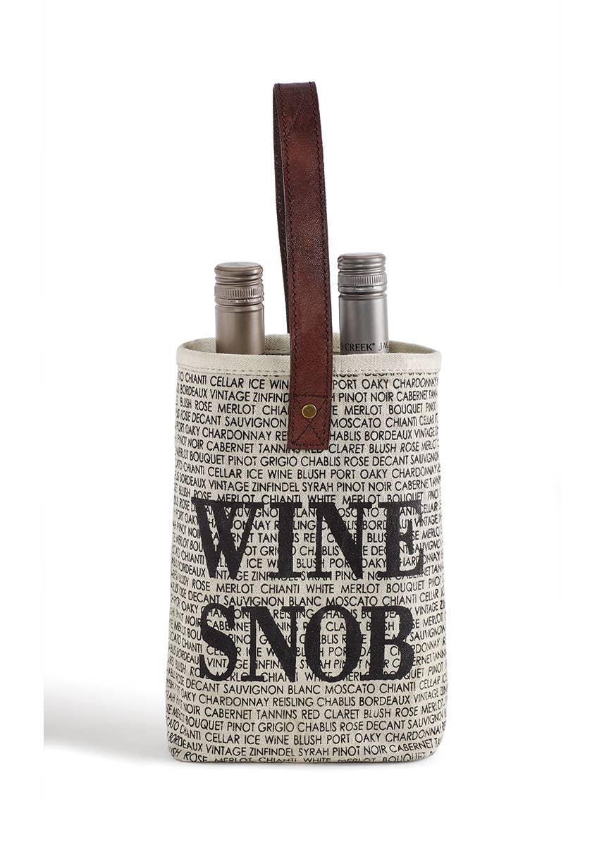 Wine Snob Up-Cycled Canvas Double Wine Bag M-5119
