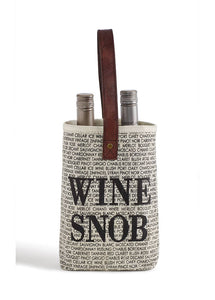 Wine Snob Up-Cycled Canvas Double Wine Bag M-5119