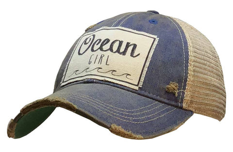 Ocean Girl Distressed Trucker Cap
