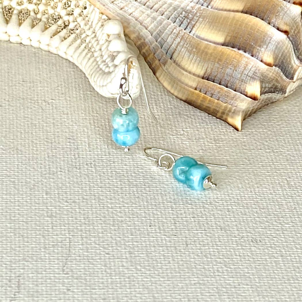 Ball Collection Earring, Silver/Larimar