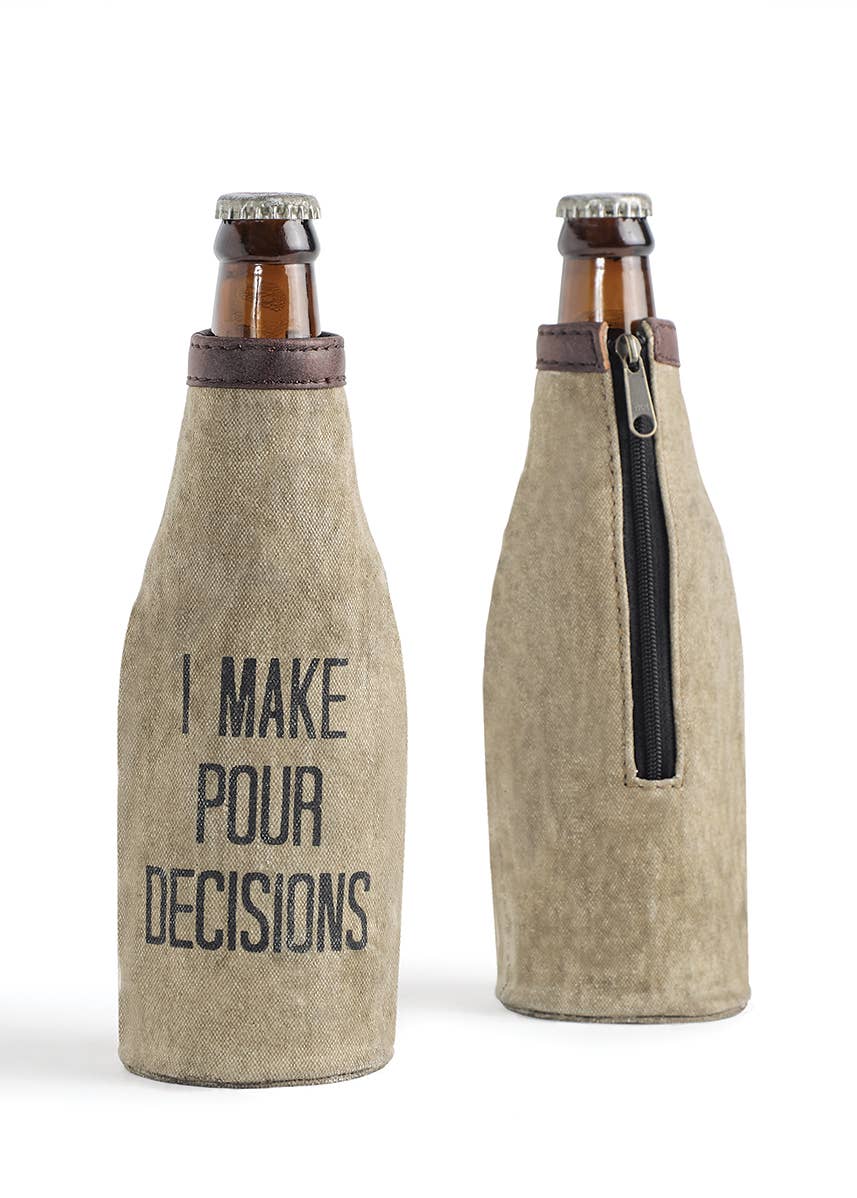 Pour Decisions Up-Cycled Canvas Bottle Cover M-5140