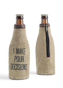 Pour Decisions Up-Cycled Canvas Bottle Cover M-5140